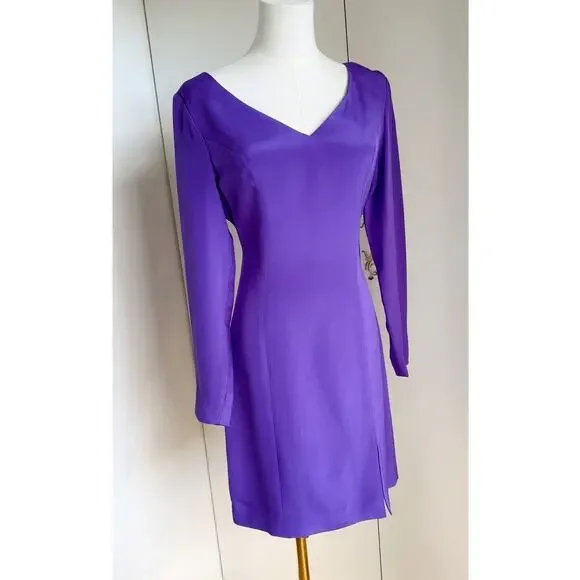 Vintage 90s Hugo Buscati Collection Silk Shift Dress Size 4 Mini Party NWT - Picture 2 of 8